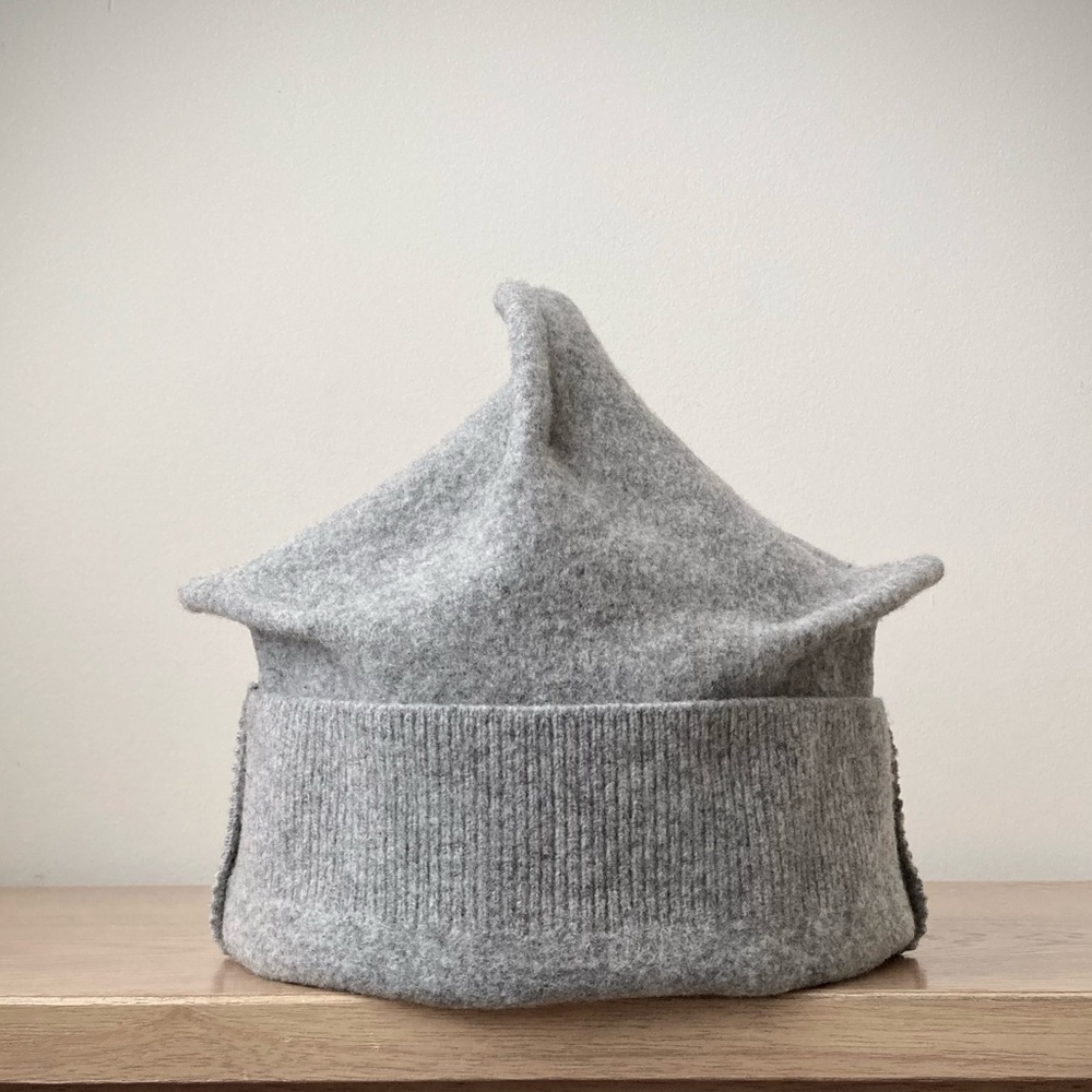joodito origami crown 100% wool sweater hat beanie bucket cloche cap light gray